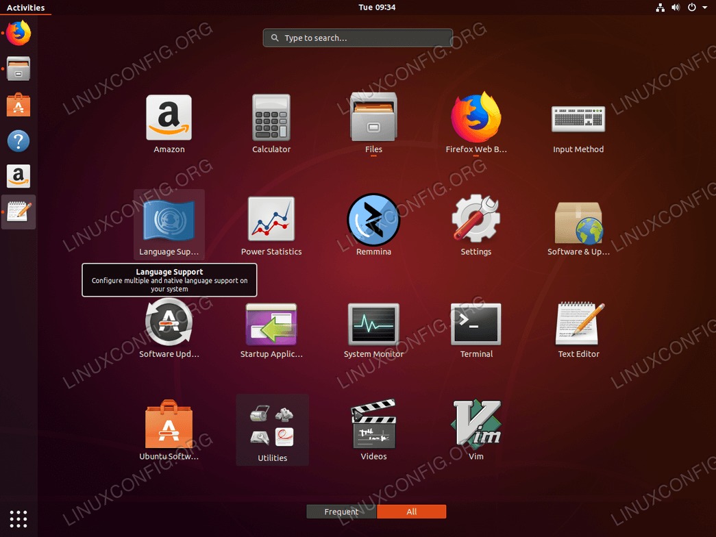 Applications Overview Tooltip on Ubuntu 18.04
