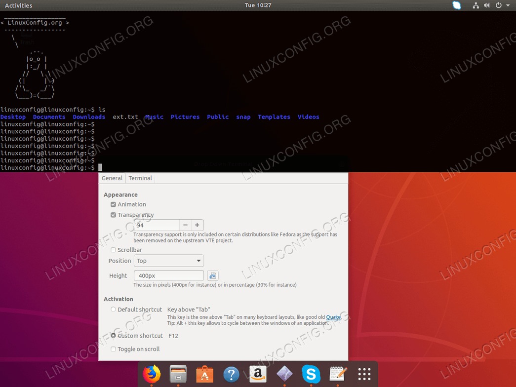 Drop Down Terminal for Ubuntu 18.04