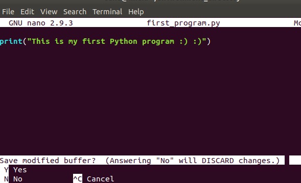 First Python program