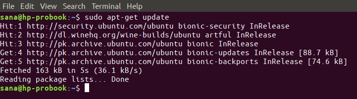 Update Ubuntu Package lists
