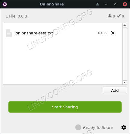 Onionshare with a file