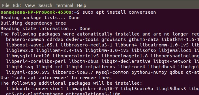 Install Converseen on the command line