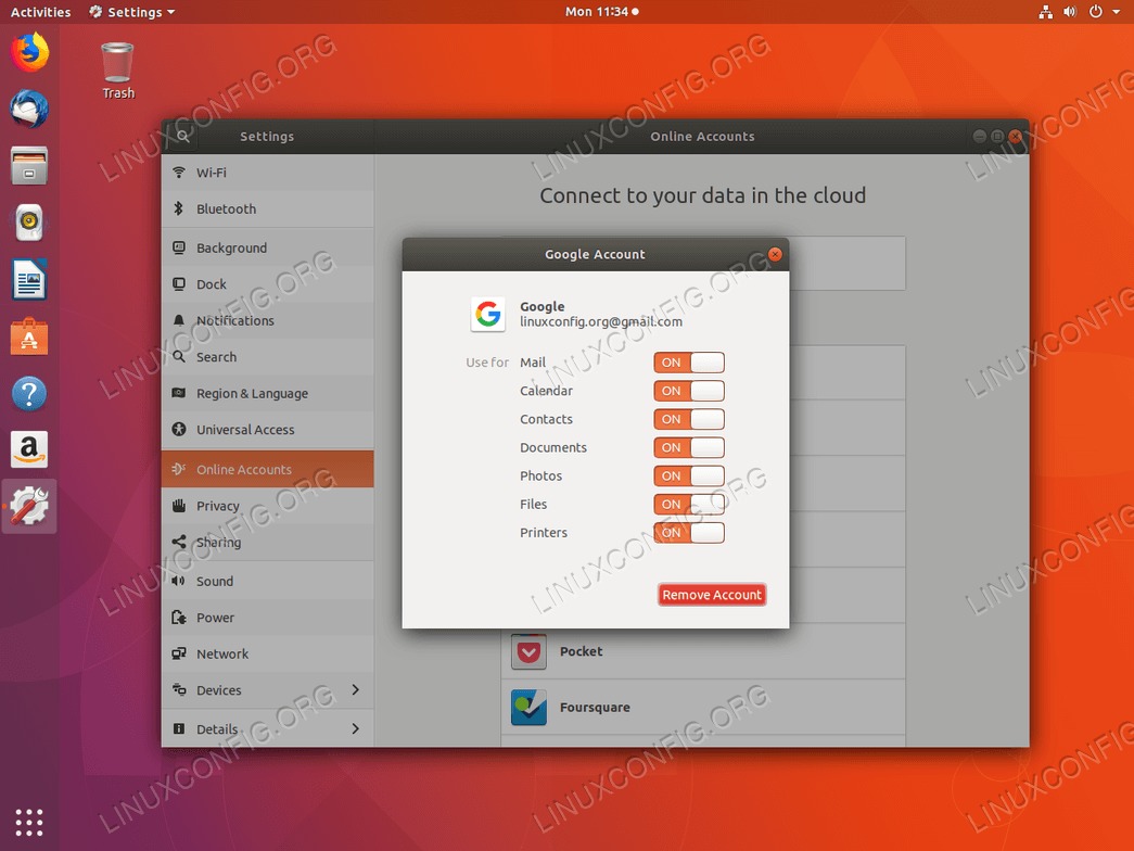 Google Drive Ubuntu 18.04 - Google Account features ON/OFF