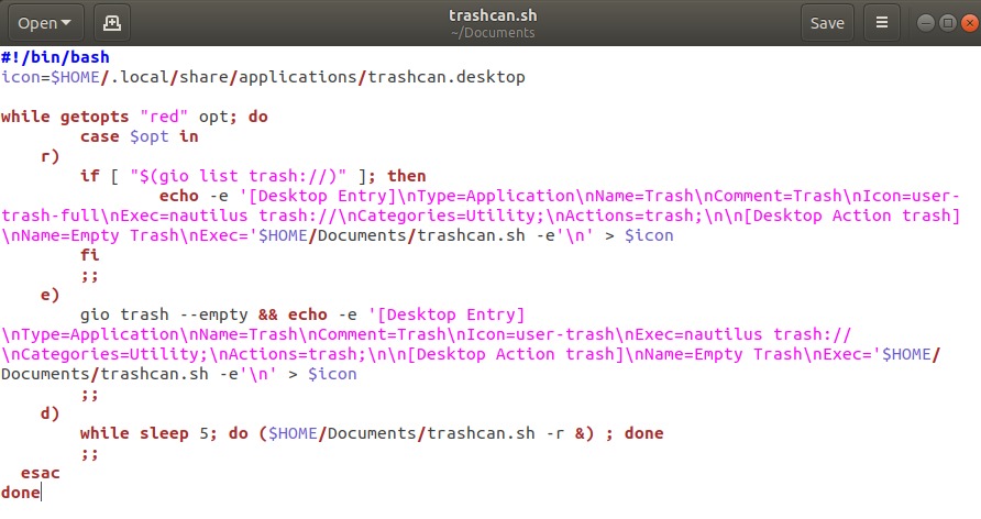trashcan.sh script