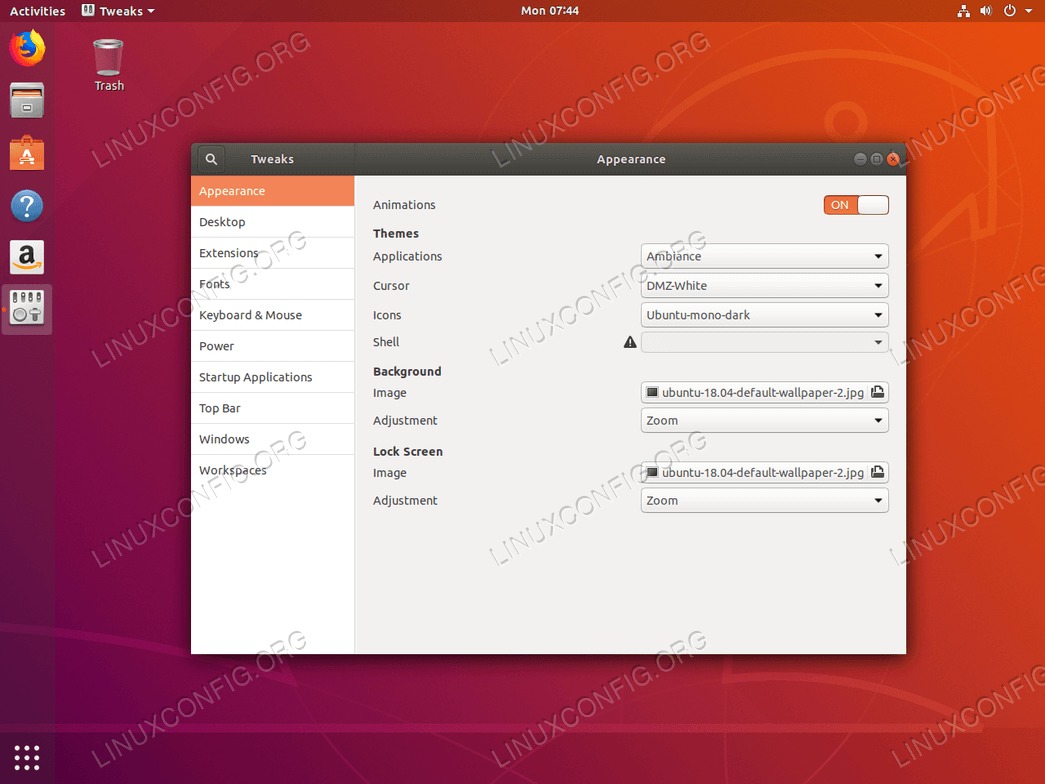 Gnome Ubuntu Tweak Tool on Ubuntu 18.04 Bionic Beaver Linux
