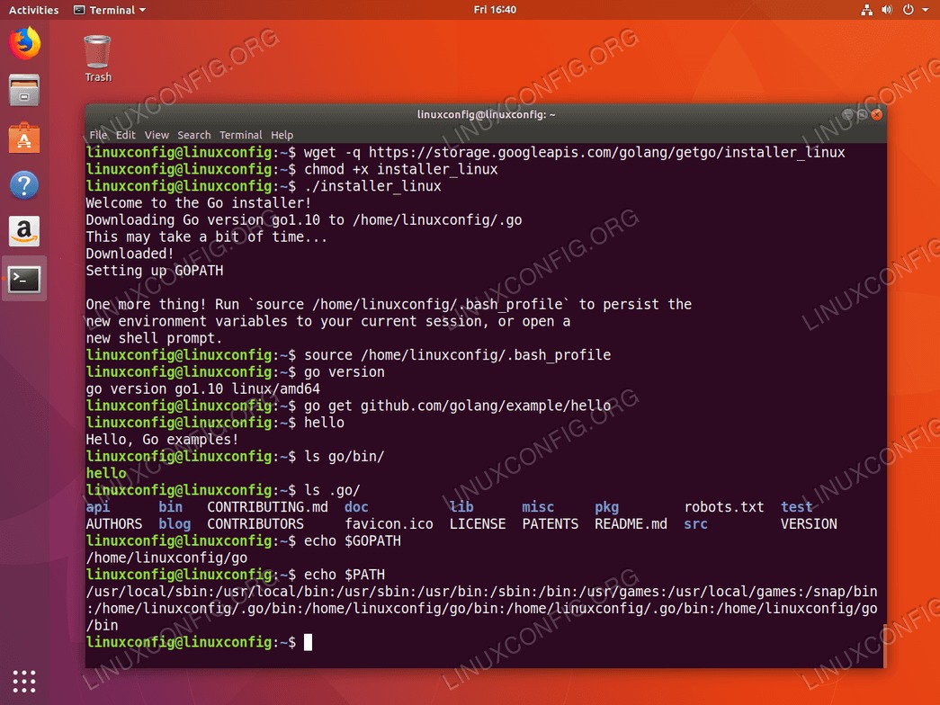 Install Go on ubuntu using golang installer