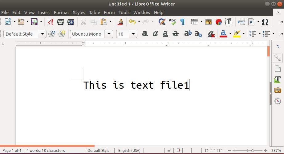 New document file with text