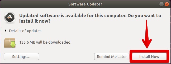 Install Updates with software updater