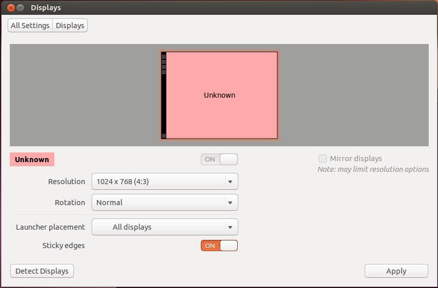 Ubuntu的最大分辨率为1024x768 未知显示器 Ubuntu问答