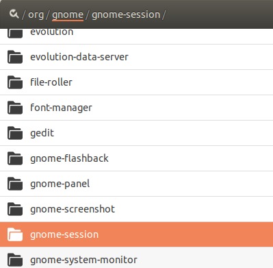 Select /org/gnome/gnome-session/