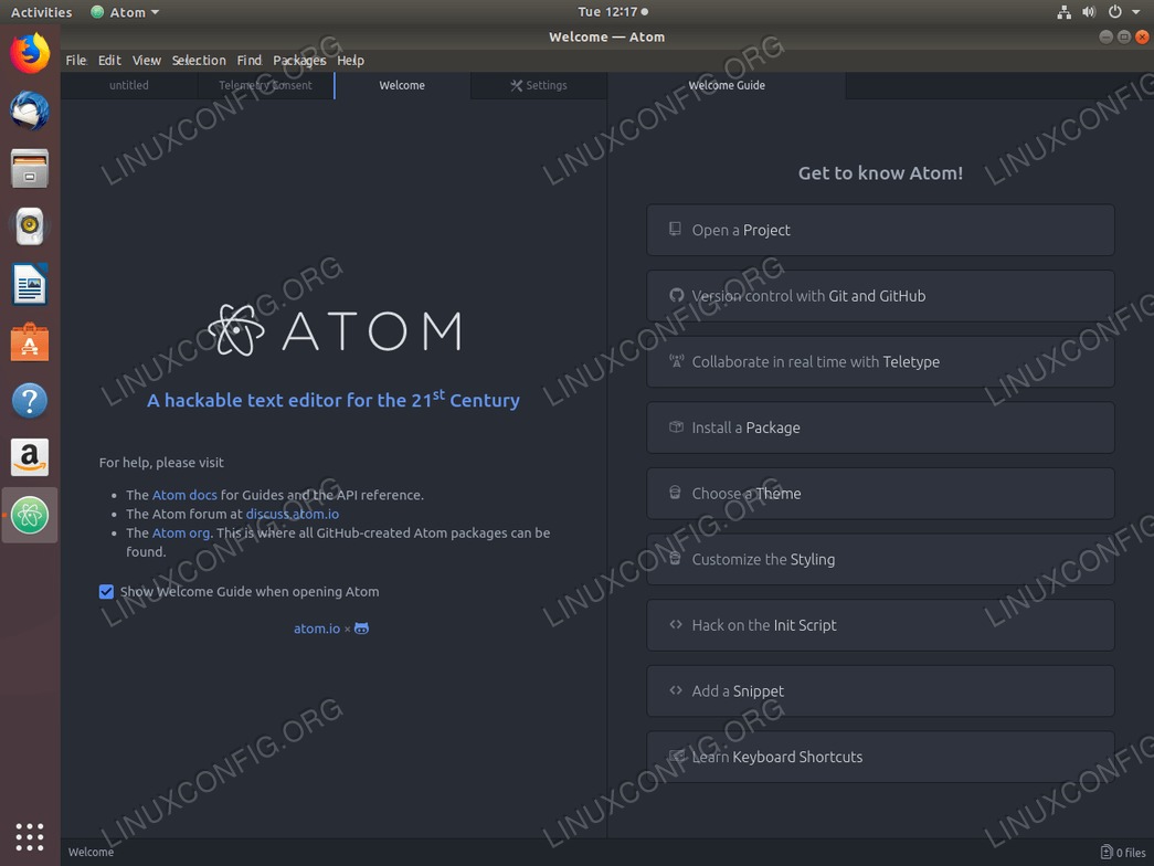 Atom text editor on Ubuntu 18.04