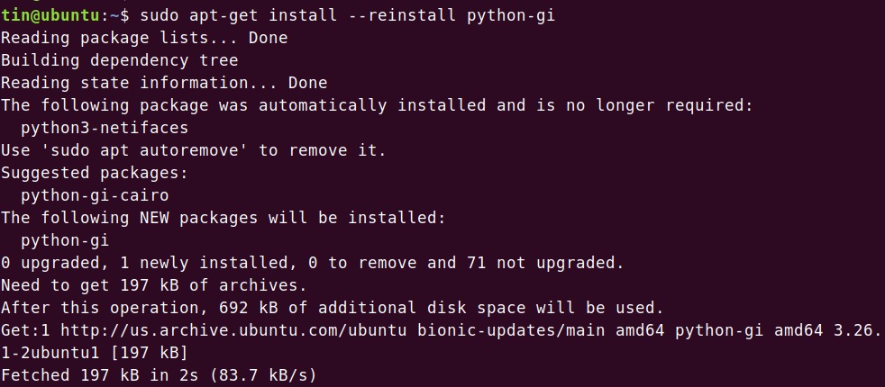 Reinstall Python GI