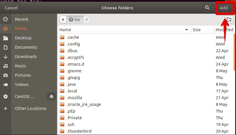 Choose Folders to be excluded from backup