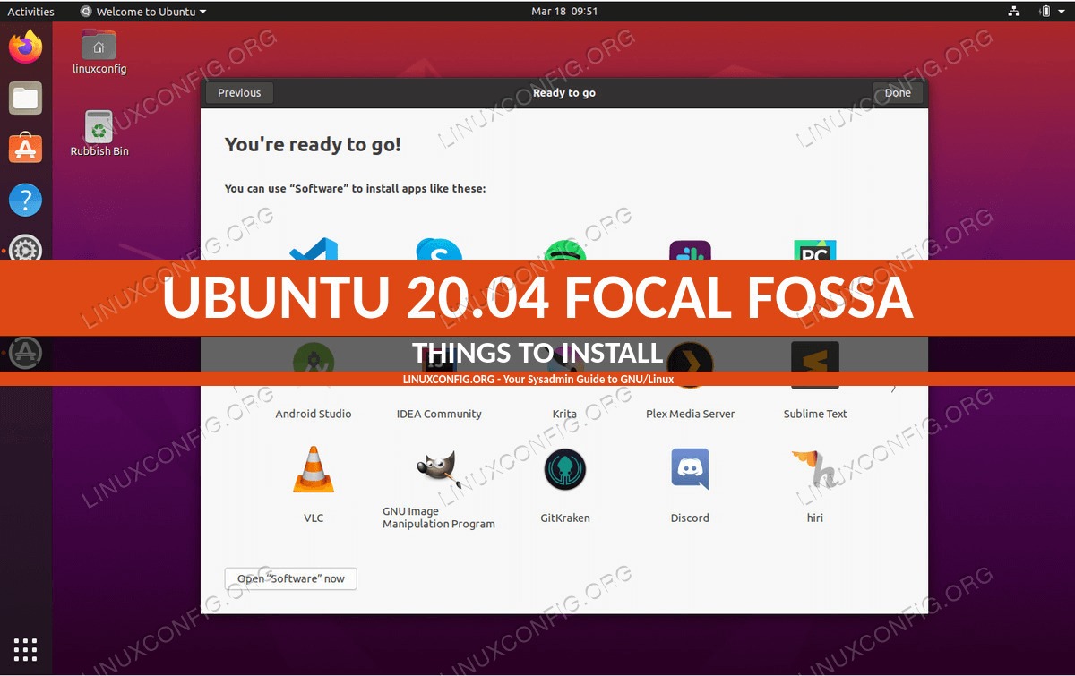 Things to install on Ubuntu 20.04 Focal Fossa