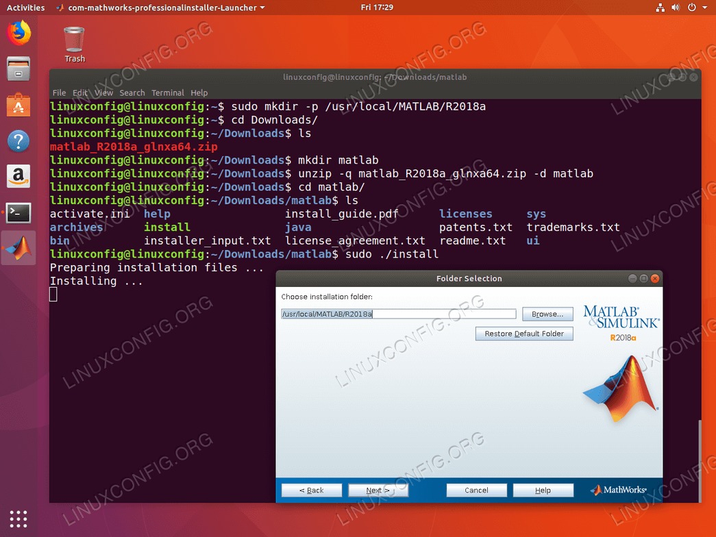 install matlab ubuntu 18.04 - matlab installation directory
