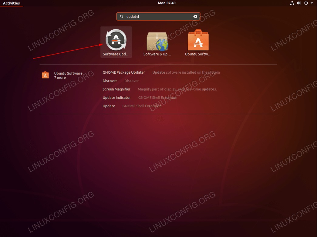 Ubuntu update - begin Ubuntu update process.