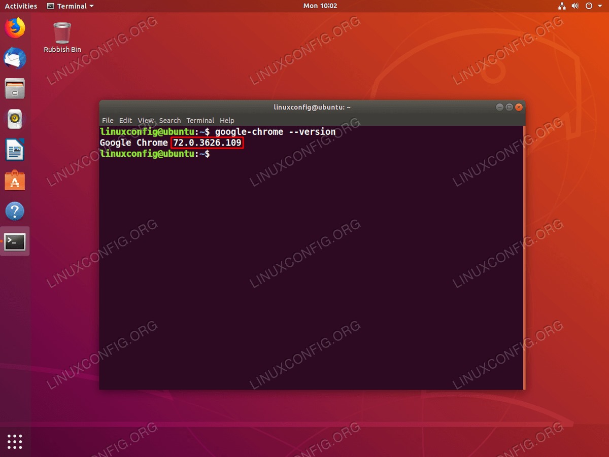 Check Google Chrome version from Linux terminal