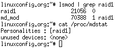 load raid kernel modules output from a command line