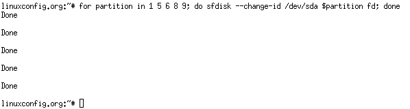 Change Partition Id with sfdisk