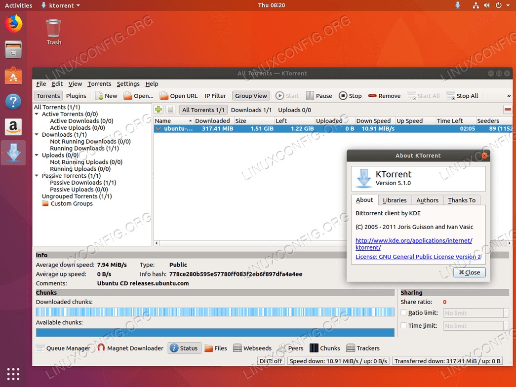 Ktorrent Torrent client - Ubuntu 18.04