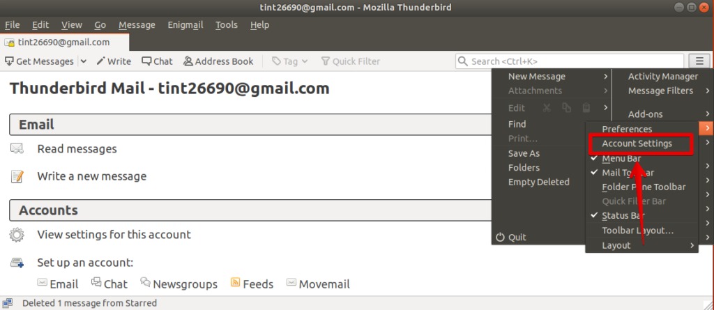 Enable Enigmail in your Email account