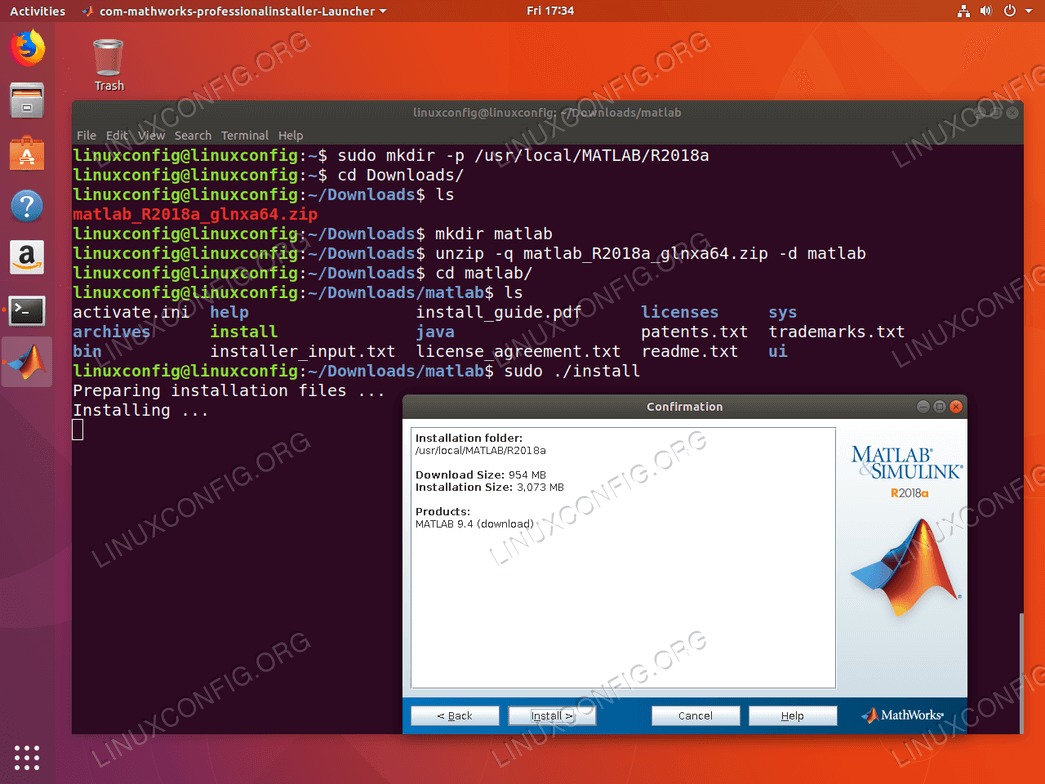 install matlab ubuntu 18.04 - Matlab installation summary