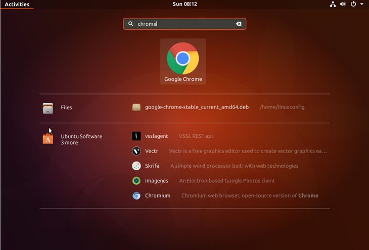  start google chrom Ubuntu 18.04 Bionic Beaver Linux 